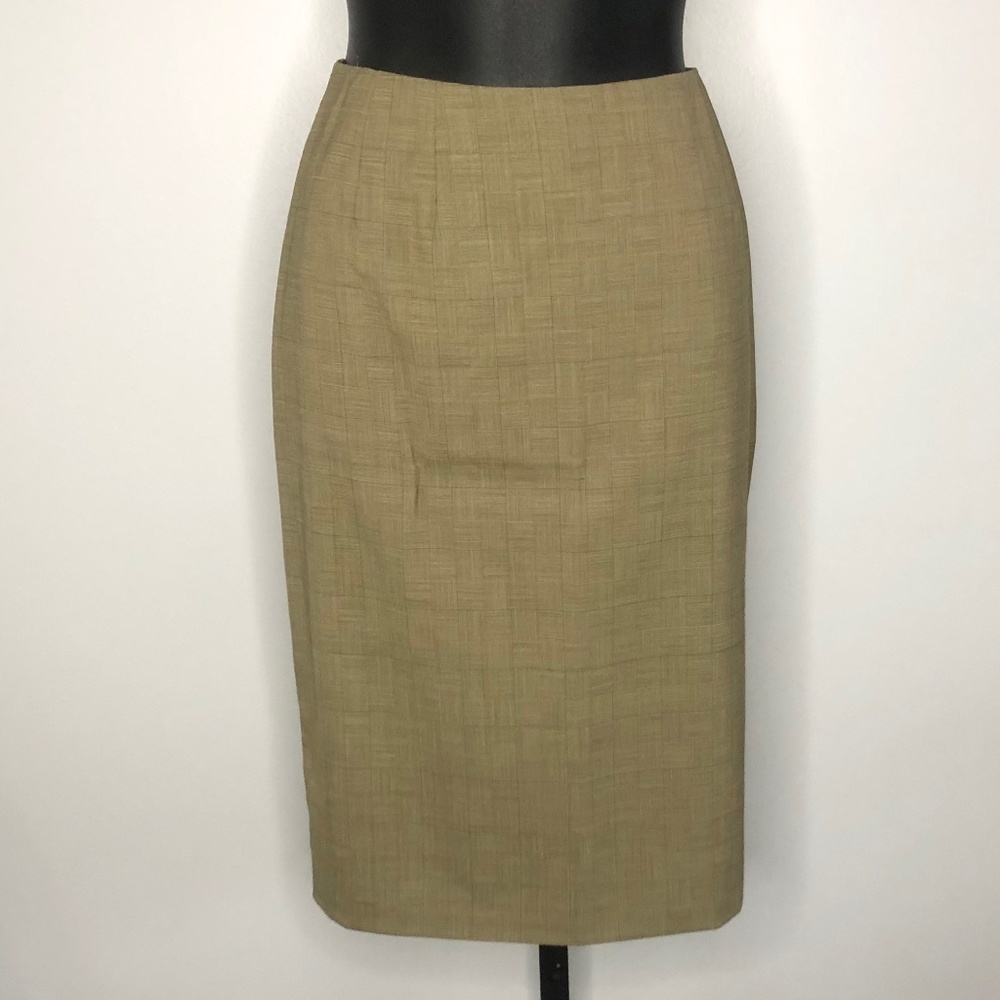 Bill Blass Multicolor Brown Grid Pattern Pencil S… - image 1
